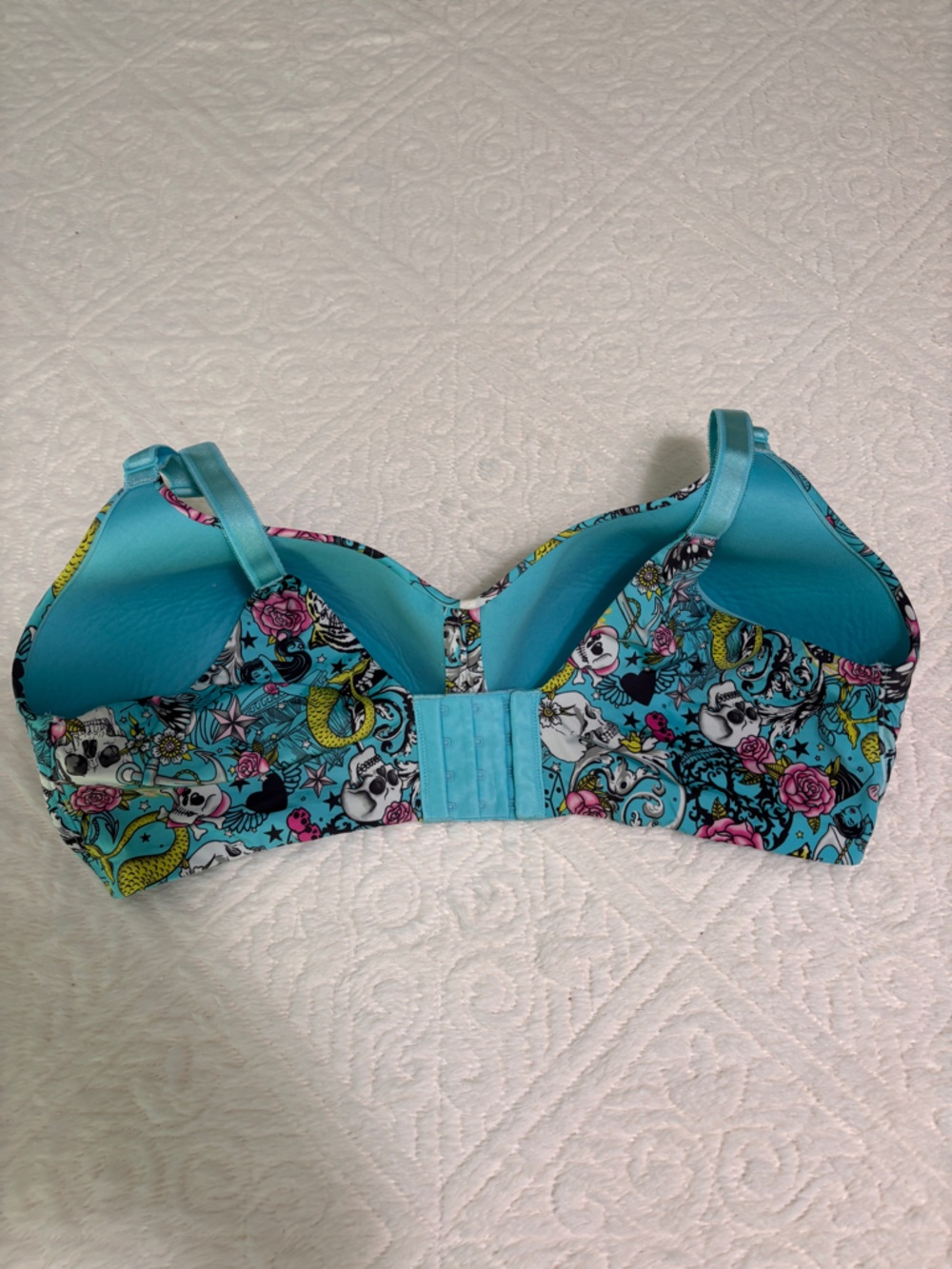 Torrid Curve Mermaid Tattoo Skull Wireless Push-up Bra 360• Back Smoothing 40DDD - Picture 4 of 9
